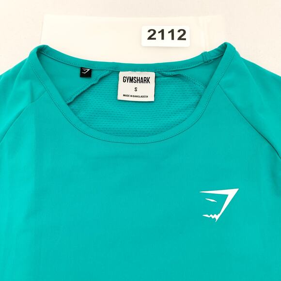 Gym Shark Womens Training Top Teal Sz Small Crop Top Long Sleeve Workout Active - Picture 14 of 14